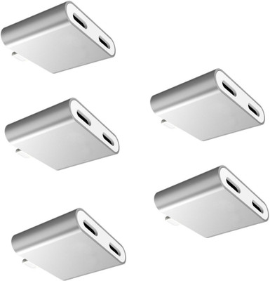 

OLECTRA Pack of 5 prime series 2-in-1 Lightning 8 pin to AUX AUDIO Headphone PORT + Charging Port Adapter Headphone Adapter(7 / 7 Plus/ 8 / 8 Plus/ X, Silver)