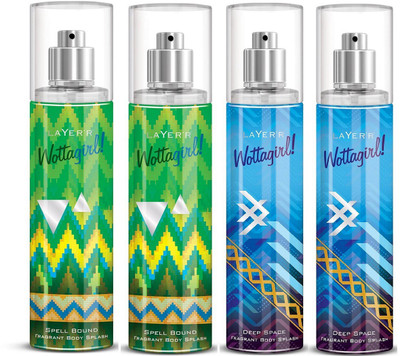 

Layer Shot Spell Bound & Deep Space Deodorant Spray - For Women(540 ml, Pack of 4)