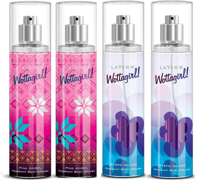 

Layer Shot Mystic Island & 2 Pink Angel Deodorant Spray - For Women(540 ml, Pack of 4)