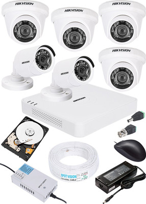 HIKVISION HIKVISION 1MP HD 8 CHANNAL DVR DS-HGHI-F1 & 4Pcs DOME 720p DS-COT-IRPF 2Pcs BULLET 720p DS-COT-IRPF Camera COMBO KIT Security Camera(1 TB, 8 Channel)