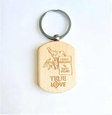 

RobustCube Wooden made True Love quotes hand made printed Key Chain