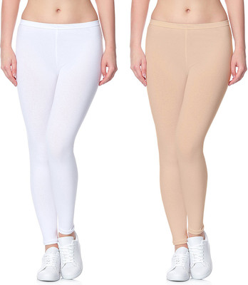 Lili Ankle Length Western Wear Legging(White, Beige, Solid)