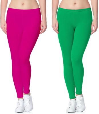 Lili Ankle Length Western Wear Legging(Pink, Light Green, Solid)