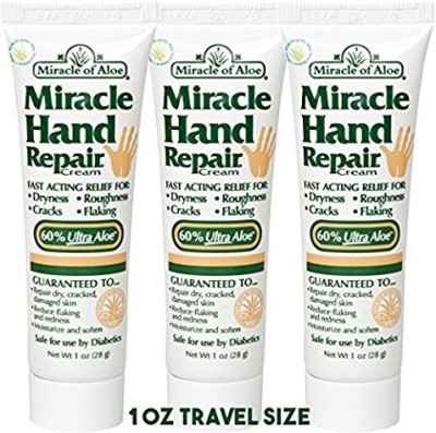 

Miracle of Aloe Miracle Hand Repair Cream 1 Oz Tube With 60% Ultraaloe - 3 Pack Travel Sized(29.57 ml)