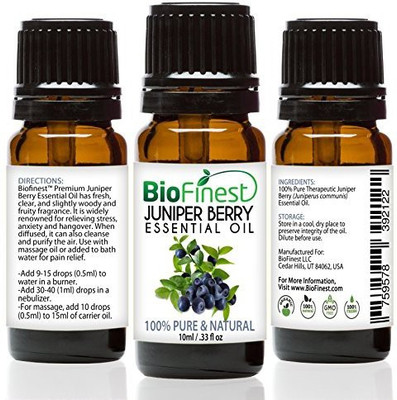 

BioFinest Juniper Berry Oil - 100% Pure Juniper Berry Essential Oil - Premium Organic - Therapeutic Grade - Best For Aromatherapy - Boost Immune System - Free E-Book (10Ml)(10 ml)