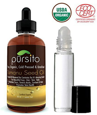 

Pursito Organic Tamanu Seed Oil And Treatment Roller, Pure Cold Pressed & Unrefined For Skin, Nails, Face, Hair & Scars By 30 Ml (1 Oz) Foraha Nut Seed Oil, Usda Certified Organic By Eco Cert Ico(29.57 ml)
