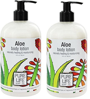 

Pure Life Soap Co Aloe Body Lotion (Pack Of 2) With Vitamin E, Sunflower Oil, Carrot Extract And Aloe Leaf Extract, 15 Fl Oz Each(443.6 ml)