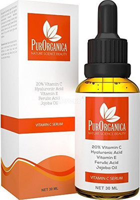 

PurOrganica Vitamin C Serum For Face - Premium 20% Vitamin C With Hyaluronic Acid - Top Anti Wrinkle, Anti Ageing Face, Eye And Neck Organic Serum - 30Ml Bottle(30 ml)