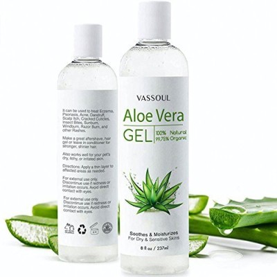 

VASSOUL 100% Nature Organic Aloe Vera Gel, Concentrated Pure Aloe Gel For Facial Moisturizer (8 Oz)(236.59 ml)