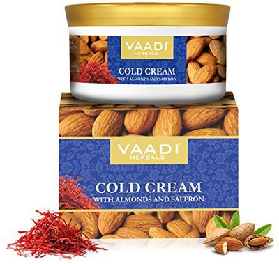 

Vaadi Herbals Cold Cream With Almond Oil, Aloe Vera & Saffron, 16 Oz (Pack Of 3 X 150 Gm), Herbal Lotion - All Natural - Paraban Free -(473.18 ml)