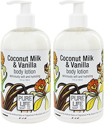 

Pure Life Soap Co Coconut Milk And Vanilla Body Lotion (Pack Of 2) With Sunflower Oil, Aloe Leaf Extract And Vitamin E, 15 Fl Oz Each(443.6 ml)