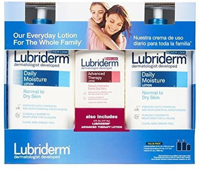 

Lubriderm Daily Moisture Lotion (Normal To Dry Skin) + Advanced Therapy Lotion (Extra Dry Skin) Value Pack 2/24Oz + 1/6 Oz, Total 54 Oz(709.76 ml)