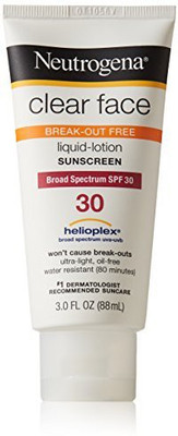 

Neutrogena Clear Face Liquid Lotion Sunscreen For Acne-Prone Skin, Broad Spectrum Spf 30, 3 Fl. Oz.(88.72 ml)