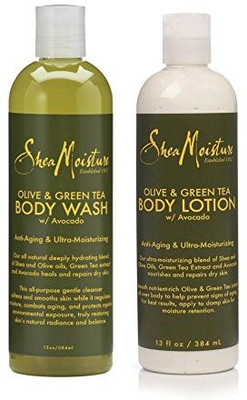 

Shea Moisture Olive & Green Tea Anti-Aging & Ultra Moisturizing Combination Set - Includes 13 Oz. Body Lotion & 13 Oz. Body Wash(384.46 ml)