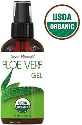 

Seven Minerals #1 Usda Organic Aloe Vera Gel By - 100% Pure Organic Aloe, With No Toxic Chemicals Or Preservatives - For Healthy Skin, Hair, And After Sun Relief - 4 Fl Oz(118.29 ml)