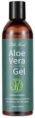 

Silkroad Aloe Vera Gel Organic For Face, Hair, Sunburn, Acne, Razor Bumps, Psoriasis, Eczema, 99% Natural Organic 8 Fl Oz(236.59 ml)