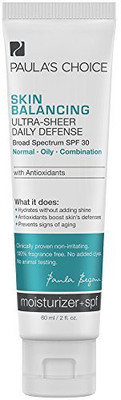

Paula's Choice Skin Balancing Ultra Sheer Daily Defense Spf 30 Oil Free Moisturizer W/Antioxidants Facial Moisturizer 2Oz(59.15 ml)