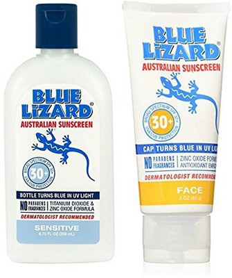 

Blue Lizard Australian Sunscreen 8.75 Oz, Spf 30+ Sensitive With Australian Sunscreen 3 Oz, Spf 30+ Face Bundled By Maven Gifts(258.77 ml)
