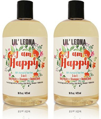 

I am Happy 3-In-1 Baby Shampoo Bubble Bath And Body Wash - 16 Oz (2 Pack)- By Lil Leona(473.18 ml)