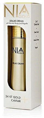 

Nia Gold Luxury Anti-Aging Skin Care Deluxe Cream With Manuka Honey, Propolis, 24K Gold, Caviar. 4Oz Cream For Face And Body.(118.29 ml)