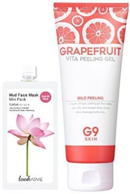 

koreangs Grapefruit Gentle Exfoliator Unisex Effortless Dead Skin Remover Peeling Gel With Moisturizer Aha + Bha Lifting - 150 Ml Bundle With One Free Mud Mask 30 Gm Flavor Picked Randomly Out Of 6(150 ml)