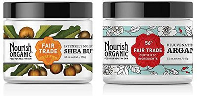 

Nourish Organic Fair Trade Shea Butter And Argan Butter Bundle With Vanilla, Sunflower, Coconut Oils, 5.5 Fl. Oz. Each(162.65 ml)