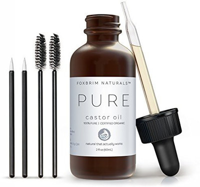 

Foxbrim Organic Castor Oil - 2Oz - 100% Pure - Cold Pressed - Usda Certified - Hexane Free - For Hair, Skin, Eyelashes, Eyebrows & Nails With Treatment Applicator Kit - By(59.15 ml)