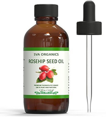 

SVA Organics Certified Essential Rosehip Seed Oil -4 Fl Oz 100% Pure Cold Pressed, Unrefined. Reduce Acne Scars, Oil For Face, Nails, Hair, Skin|Therapeutic Grade(118.29 ml)