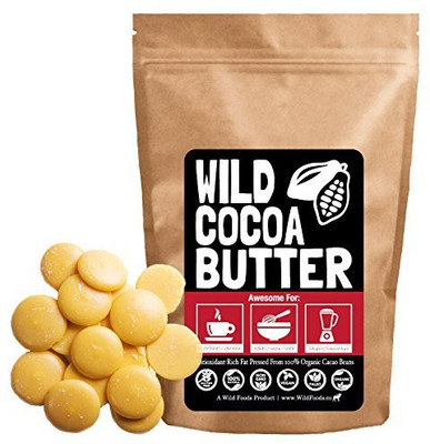 

Wild Foods Raw Cocoa Butter Wafers From Organically Grown Cacao Beans, Unrefined, Non-Deodorized, Food Grade, Fresh For Recipes, Cooking, Smoothies, Coffee, Skincare, Haircare (8 Ounce)(236.59 ml)