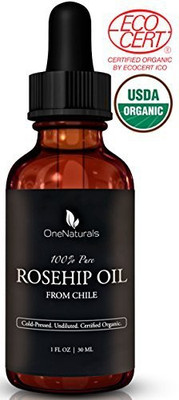 

OneNaturals 100% Pure, Organic Rose Hip Oil By - Cold Pressed, Unrefined, All Natural - Usda Certified Essential Oil For Skin, Face, Body (1 Oz)(29.57 ml)