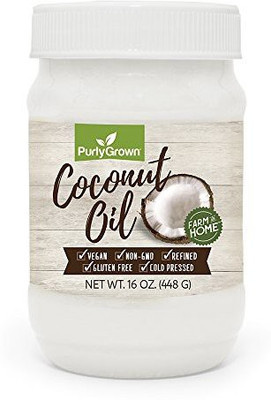 

Purly Grown Organic Cold Pressed Coconut Oil, Extra Virgin Or Refined Oils For Healthy Cooking, Beauty, Skin And Hair Care, 16 Oz.(473.18 ml)