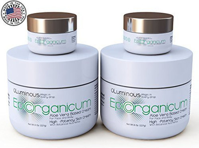 

Epic Organicum Aloe Vera Cream Body And Face Moisturizer - Organic Aloe Vera Face And Body Cream Aloe Skin Care Cream For Itchy Dry Or Sensitive Skin, Acne, Psoriasis, Rosacea, Eczema 2X8Oz Jars+2X0.5Oz Jar Usa-Made(236.59 ml)