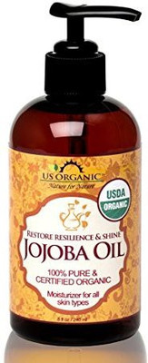 

US Organic Jojoba Oil, Usda Certified Organic,100% Pure & Natural, Cold Pressed Virgin, Unrefined, Haxane Free, 8 Ounce In Amber Plastic Bottle With Pump For Easy Application(236.59 ml)