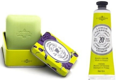 

La Chatelaine 20% Shea Butter Lemon Verbena Hand Cream + French Soap In A Tin Set, Moisturizing, Nourishing, Made In France, Travel Size Hand Lotion 1 Fl Oz, Natural Triple Milled Bar (100 G)(29.57 ml)