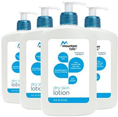 

Mountain Falls Dry Skin Lotion With Vitamin B5 And Skin Moisturizers, Fragrance Free, Hypoallergenic And Non-Irritating, Pump Bottle, Compare To Lubriderm, 16 Fluid Ounce (Pack Of 4)(473.18 ml)