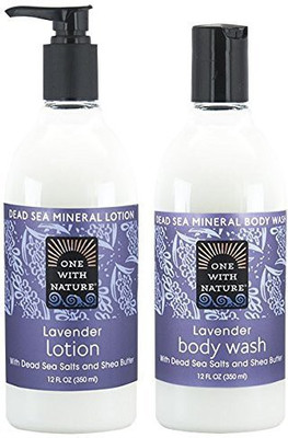 

One With Nature Lavender Lotion And Lavender Body Wash Bundle With Aloe Vera, Goji Berry, Pomegranate Extract, Green Tea And Shea Butter, 12 Fl. Oz. Each(354.88 ml)