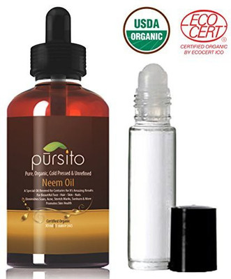 

Pursito Organic Neem Oil And Treatment Roller, Pure Cold Pressed & Unrefined For Skin, Nails, Face, Hair & Scars Anti-Aging Moisturizer And Natural Insect Repellent Oil (1Oz) Usda Organic By(29.57 ml)