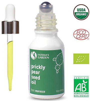 

Fatima's Garden Prickly Pear Seed Oil For Face, Hair, Skin And Nails, Usda Ecocert Certified Organic Pure Virgin Cold Pressed Moroccan Anti-Aging Moisturizer (Barbary Fig, Cactus Oil ) 0.5 Fl Oz(14.79 ml)
