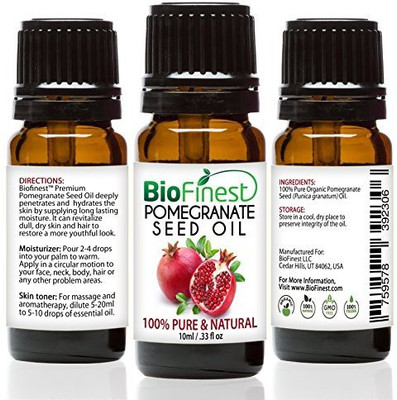 

BioFinest Pomegranate Seed Organic Oil - 100% Pure Cold-Pressed - Premium Quality - Best Moisturizer For Hair, Face & Skin - Rich In Antioxidant/Vitamin - Free E-Book (10Ml)(10 ml)