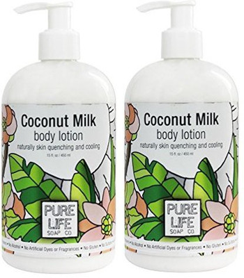 

Pure Life Coconut Milk Body Lotion (Pack Of 2) With Safflower Seed Oil, Aloe Leaf Extract, Sunflower Oil And Coconut Oil, 15 Fl Oz Each(443.6 ml)