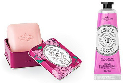 

La Chatelaine Cherry Almond Shea Butter Hand Cream And French Soap In A Tin, Elegant Gift From France, Travel Size Hand Lotion 1 Fl Oz, Triple Milled Bar (100 G), Bundle(29.57 ml)