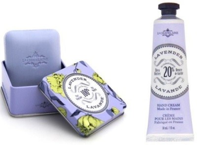 

La Chatelaine 20% Shea Butter Lavender Hand Cream + French Soap In A Tin Set, Moisturizing, Nourishing, Made In France, Travel Size Hand Lotion 1 Fl Oz, Natural Triple Milled Bar (100 G)(29.57 ml)