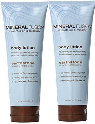 

Mineral Fusion Earthstone Body Lotion (Pack Of 2) With Aloe Barbadensis Leaf Juice, Sunflower Seed Oil, Coconut Oil, Beeswax, Cocoa Seed Butter And Vitamin C, 8 Oz.(236.59 ml)