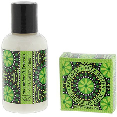 

Greenwich Bay Bundle Of 2 Beeswax Shea Butter Lip Balm & 2 Ounce Lotion Set (Cucumber Freesia)(59.15 ml)