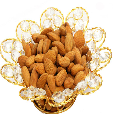 Ghasitaram Gifts Gold Crystal Almond Bowl Almonds(500 g, Box)