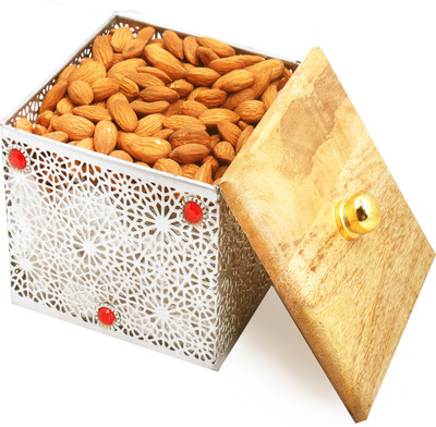 

Ghasitaram Gifts Silver Wooden Almonds Box Almonds(600 g, Box)
