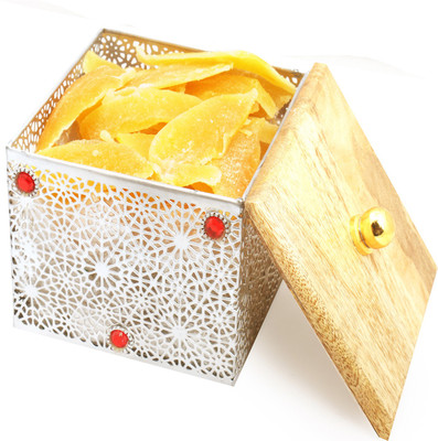 

Ghasitaram Gifts Silver Wooden Sun Dried Mango Box Mango(600 g, Box)