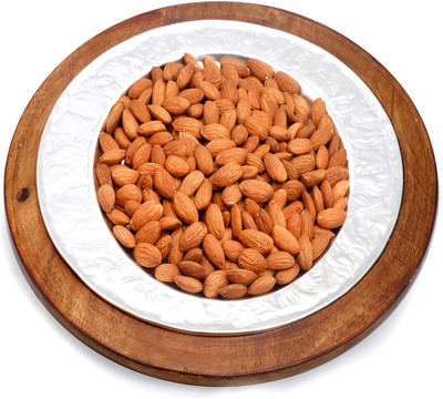 

Ghasitaram Gifts Silver Wooden Almond Platter Almonds(600 g, Box)