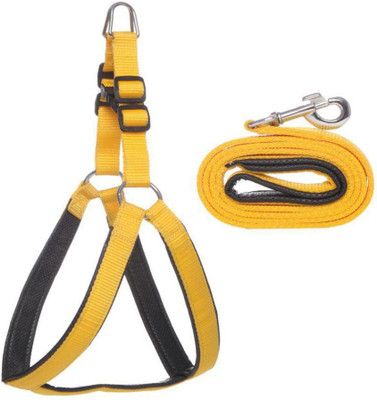 PET HUB Dog Harness & Leash(Medium, YELLOW 1 INCH NYLON WITH SOFT PADDING FOR MEDIUM PET)