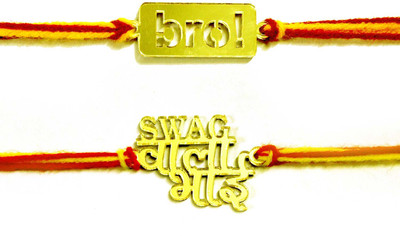 Vihaan Fashions Designer CMBLRK201 Gold Rakhi  Set(2 Fancy Rakhi)